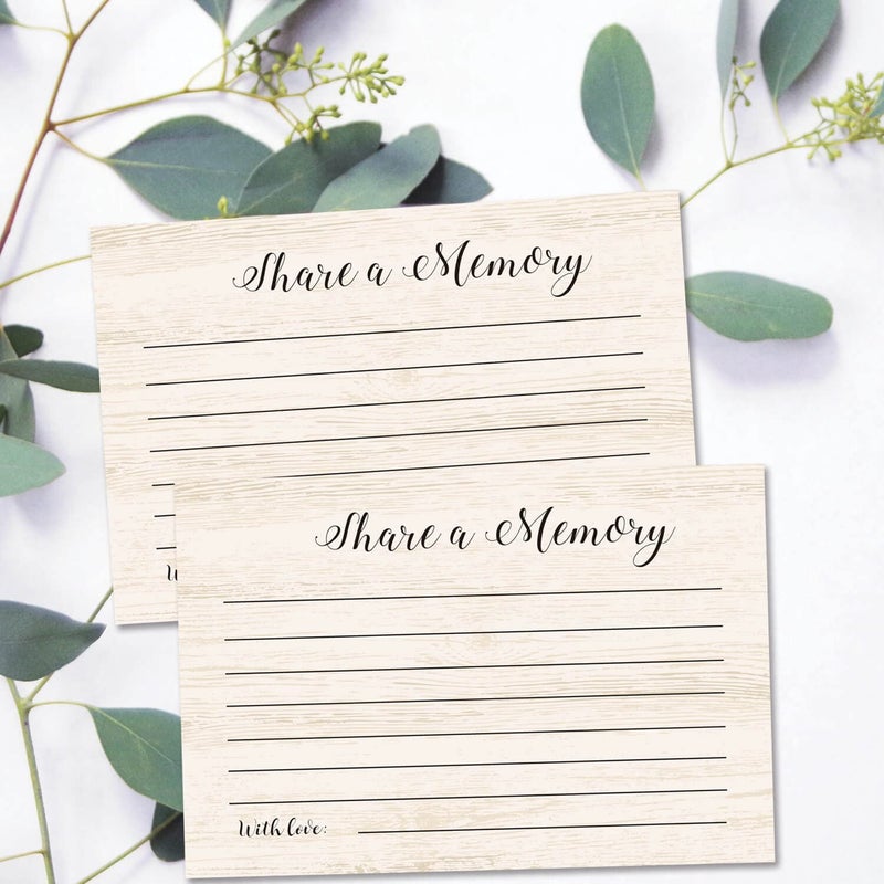 TENTADO Share A Memory Cards  50 Rustic Wood Cards and Sign for Wedding  Shower  Birthday  Funeral  Retirement  Graduation  Life Memories  Guest Book Alternative Advice Game. - Image 5